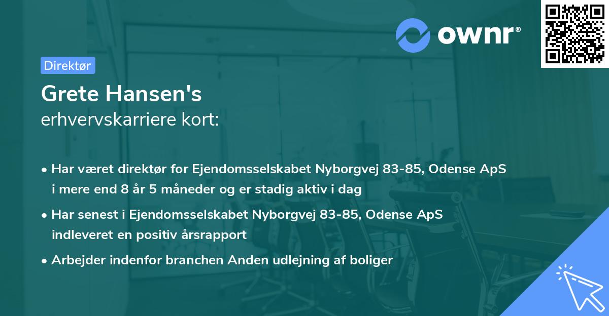 Grete Hansen's erhvervskarriere kort