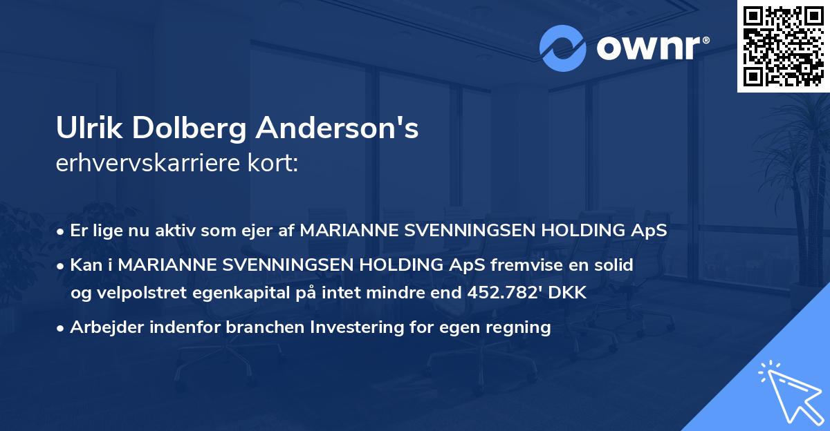 Ulrik Dolberg Anderson's erhvervskarriere kort