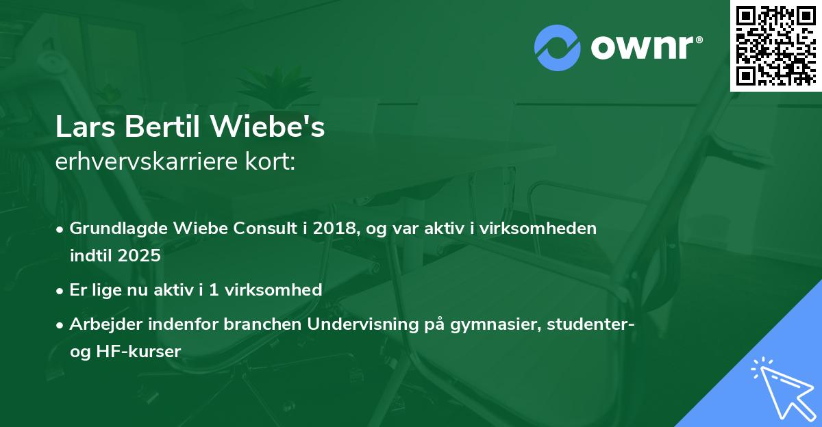 Lars Bertil Wiebe's erhvervskarriere kort