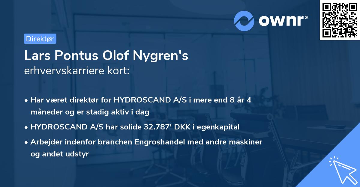 Lars Pontus Olof Nygren's erhvervskarriere kort