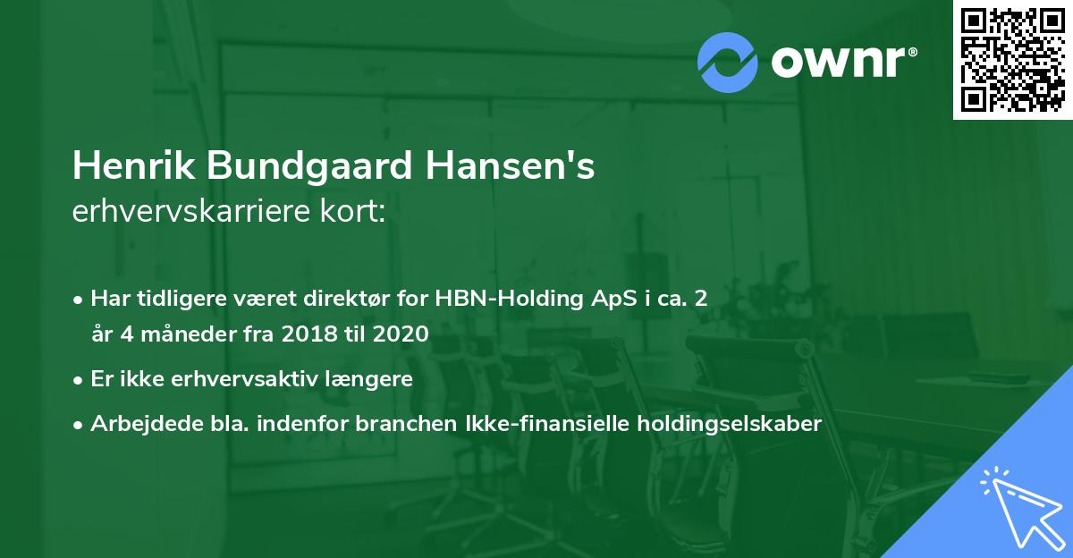 Henrik Bundgaard Hansen's erhvervskarriere kort