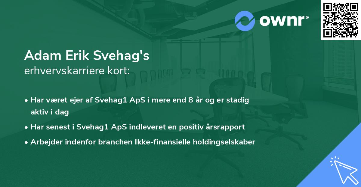 Adam Erik Svehag's erhvervskarriere kort