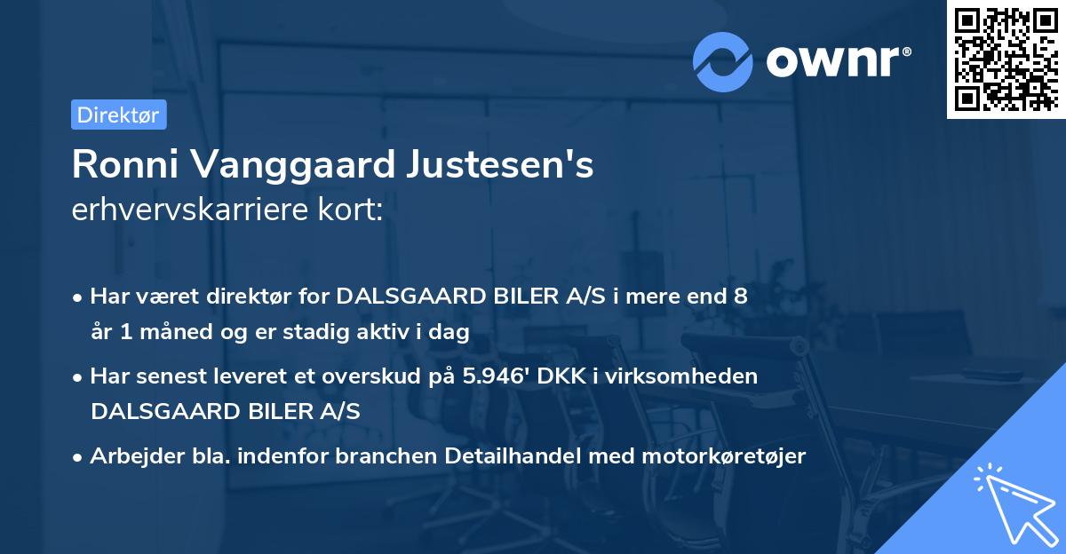 Ronni Vanggaard Justesen's erhvervskarriere kort