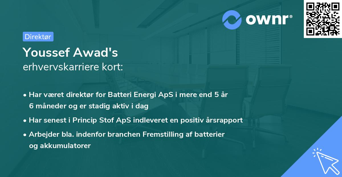 Youssef Awad's erhvervskarriere kort