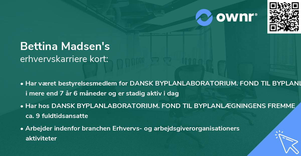 Bettina Madsen's erhvervskarriere kort