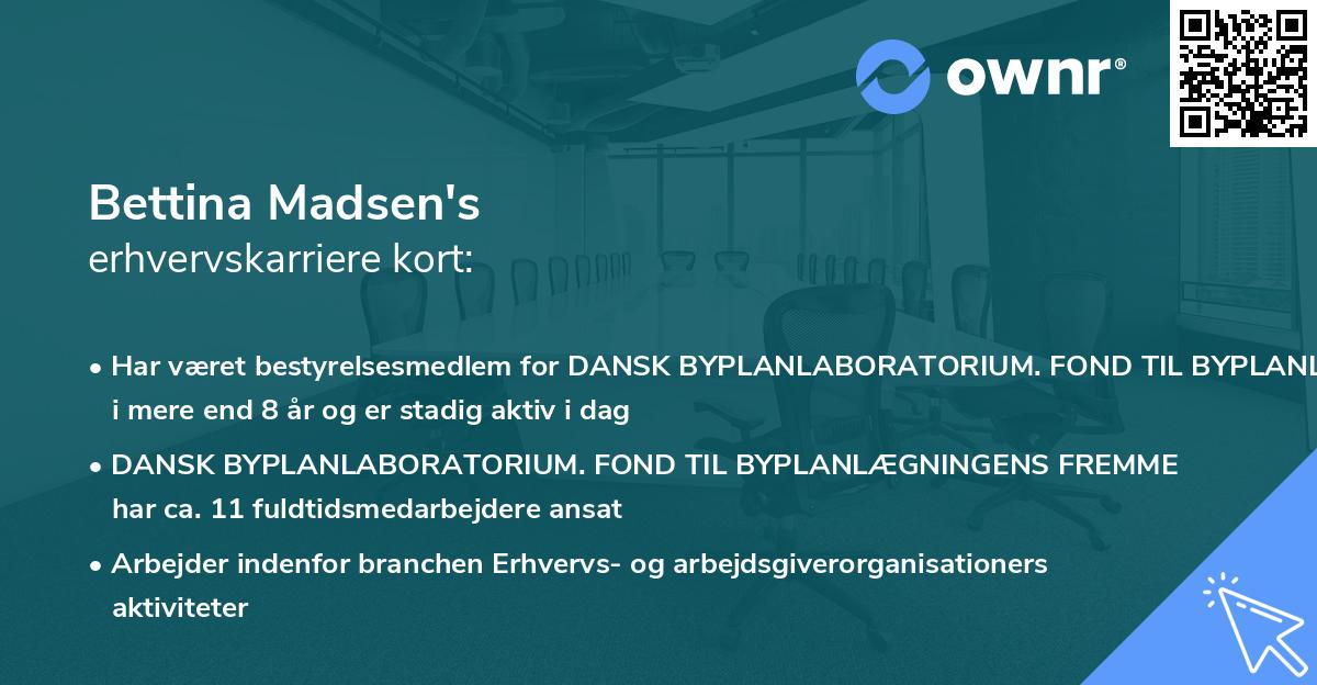 Bettina Madsen's erhvervskarriere kort