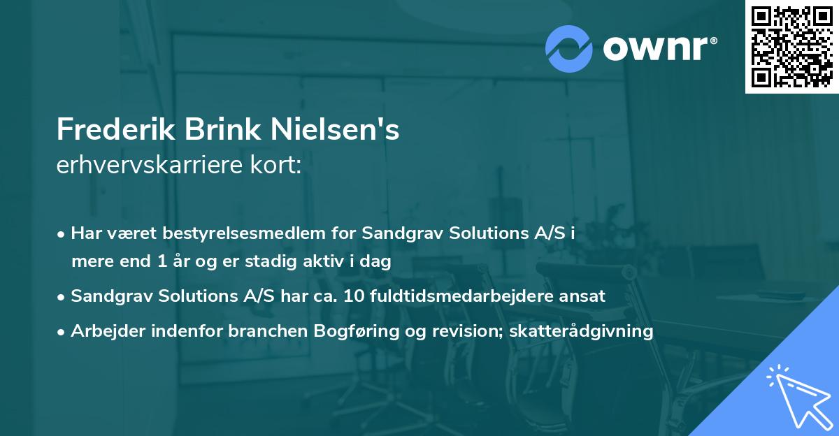 Frederik Brink Nielsen's erhvervskarriere kort