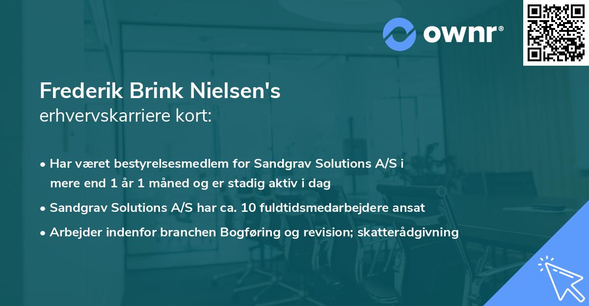Frederik Brink Nielsen's erhvervskarriere kort