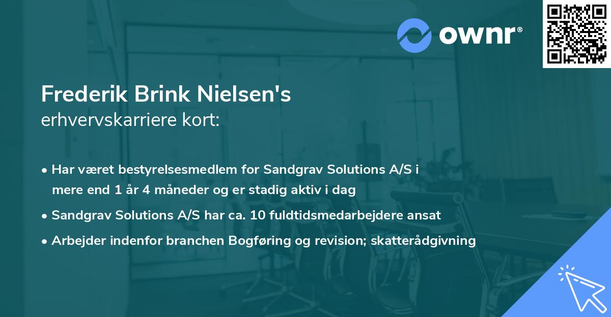 Frederik Brink Nielsen's erhvervskarriere kort