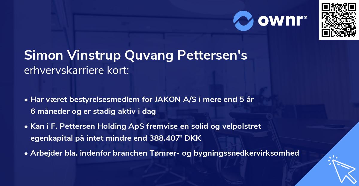 Simon Vinstrup Quvang Pettersen's erhvervskarriere kort