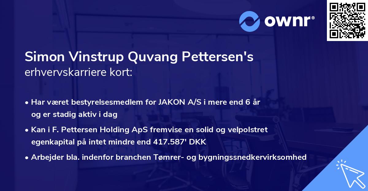 Simon Vinstrup Quvang Pettersen's erhvervskarriere kort