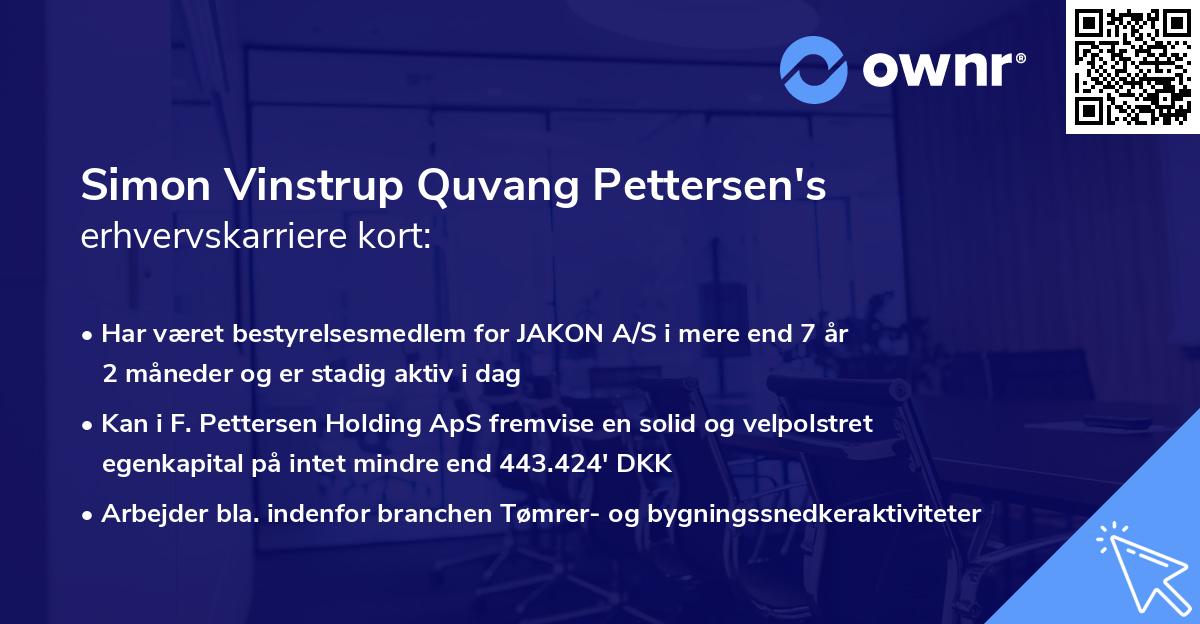 Simon Vinstrup Quvang Pettersen's erhvervskarriere kort
