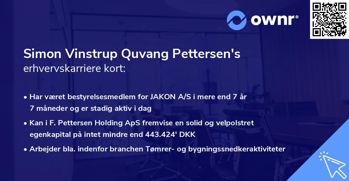 Simon Vinstrup Quvang Pettersen's erhvervskarriere kort