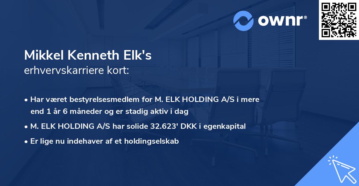 Mikkel Kenneth Elk's erhvervskarriere kort