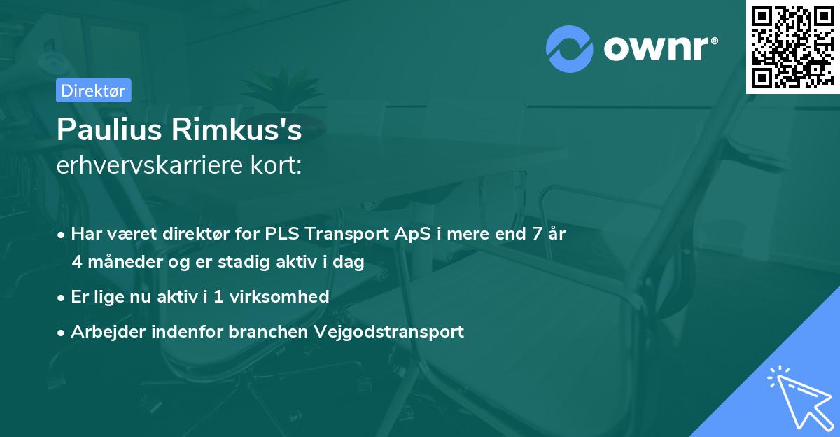 Paulius Rimkus's erhvervskarriere kort