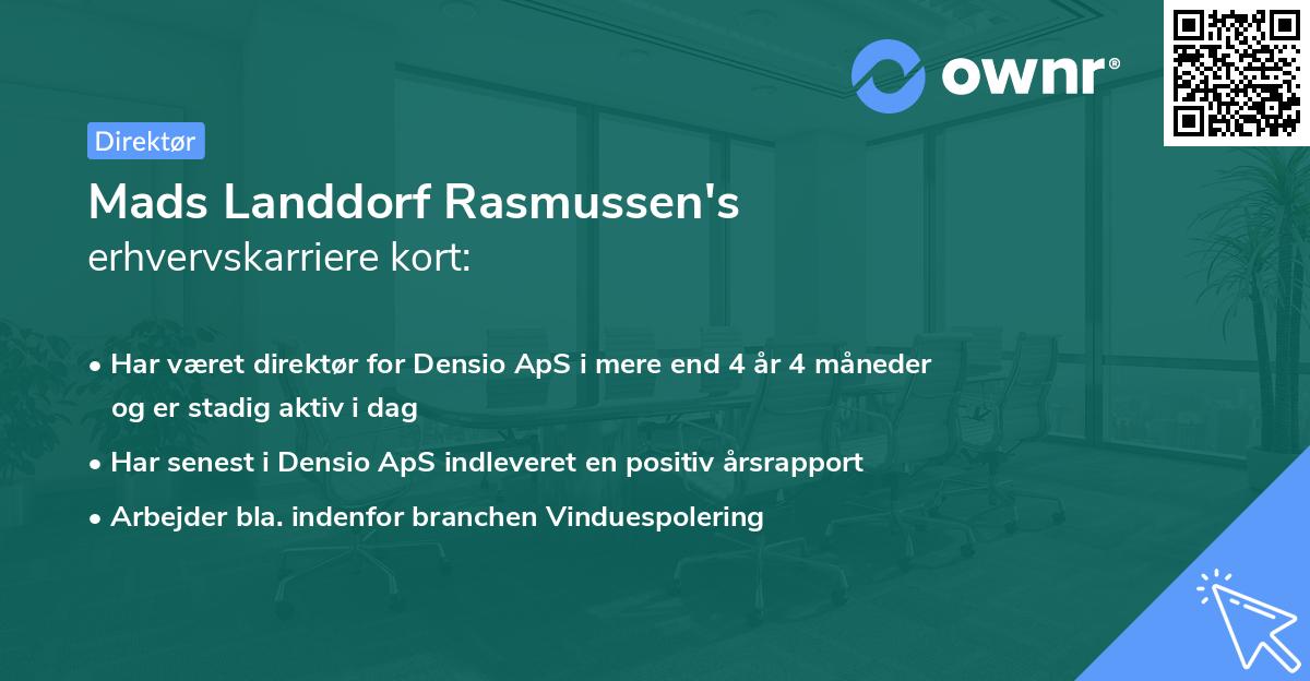 Mads Landdorf Rasmussen's erhvervskarriere kort