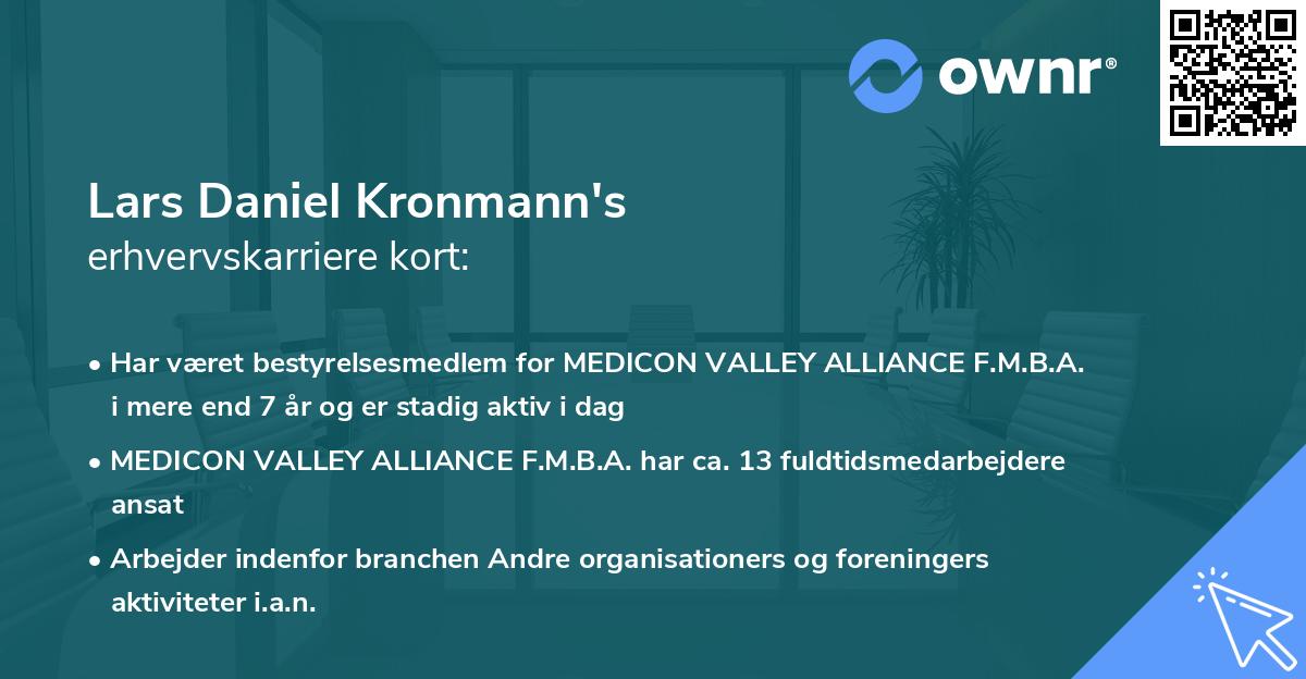 Lars Daniel Kronmann's erhvervskarriere kort