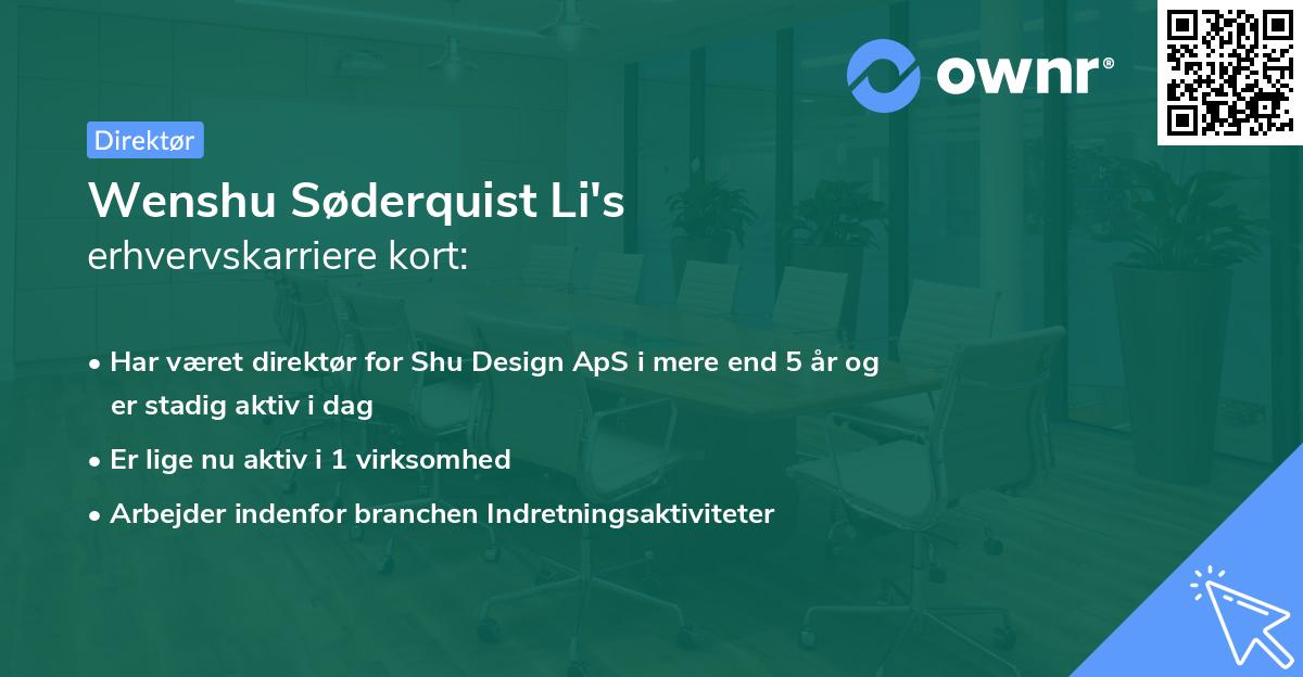 Wenshu Søderquist Li's erhvervskarriere kort