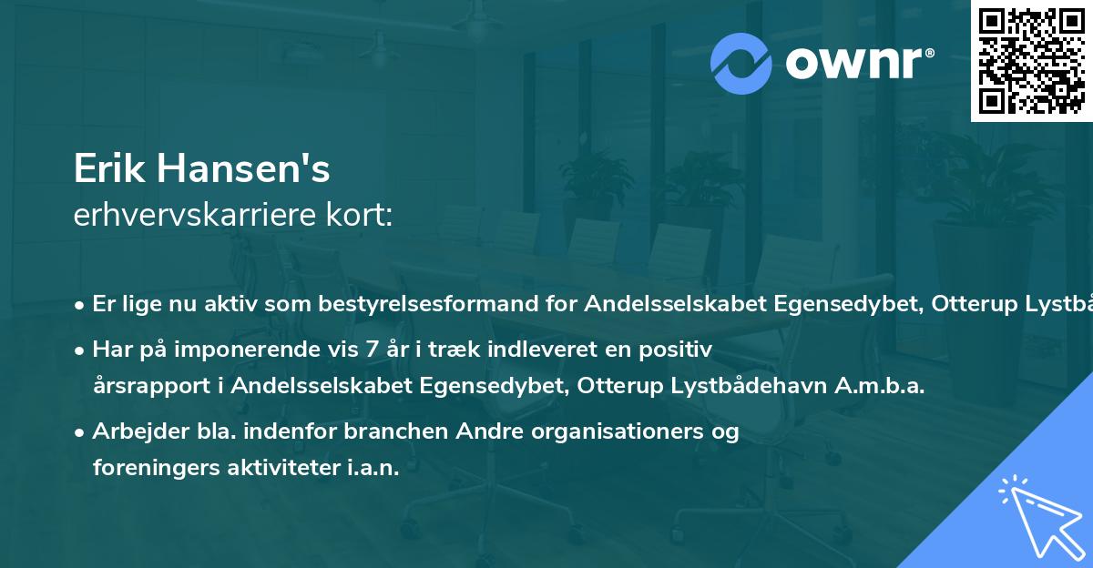 Erik Hansen's erhvervskarriere kort