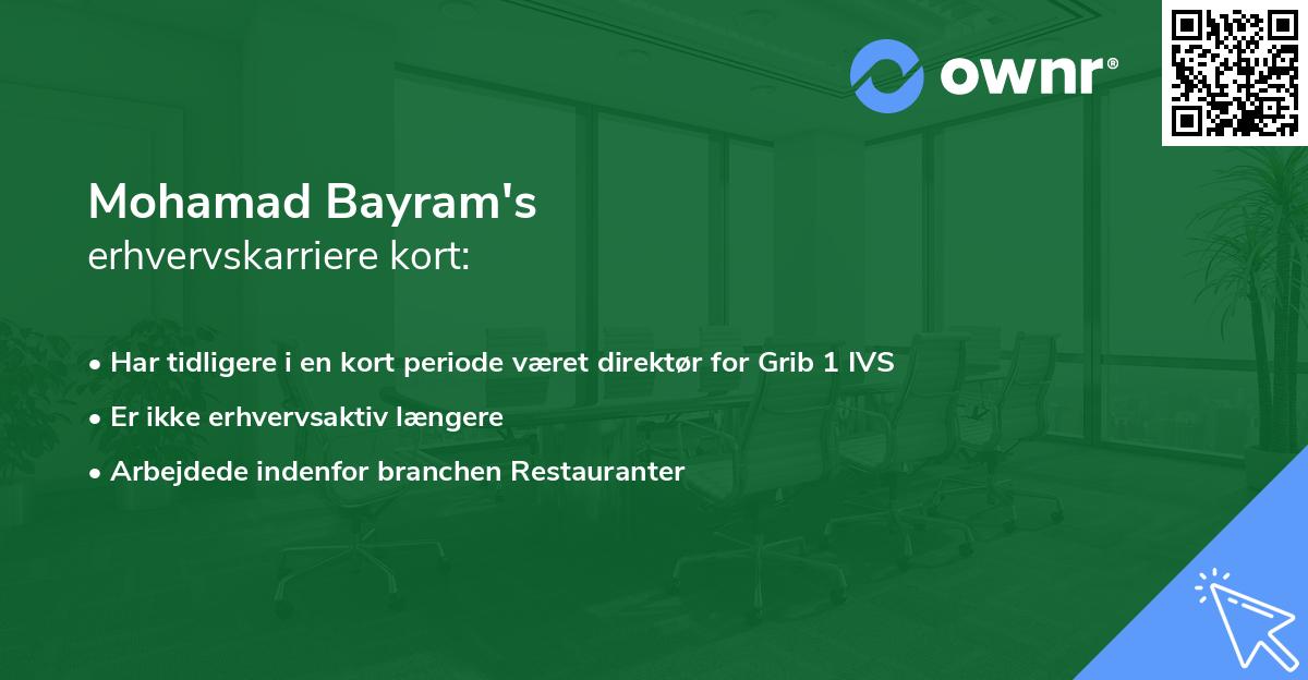 Mohamad Bayram's erhvervskarriere kort