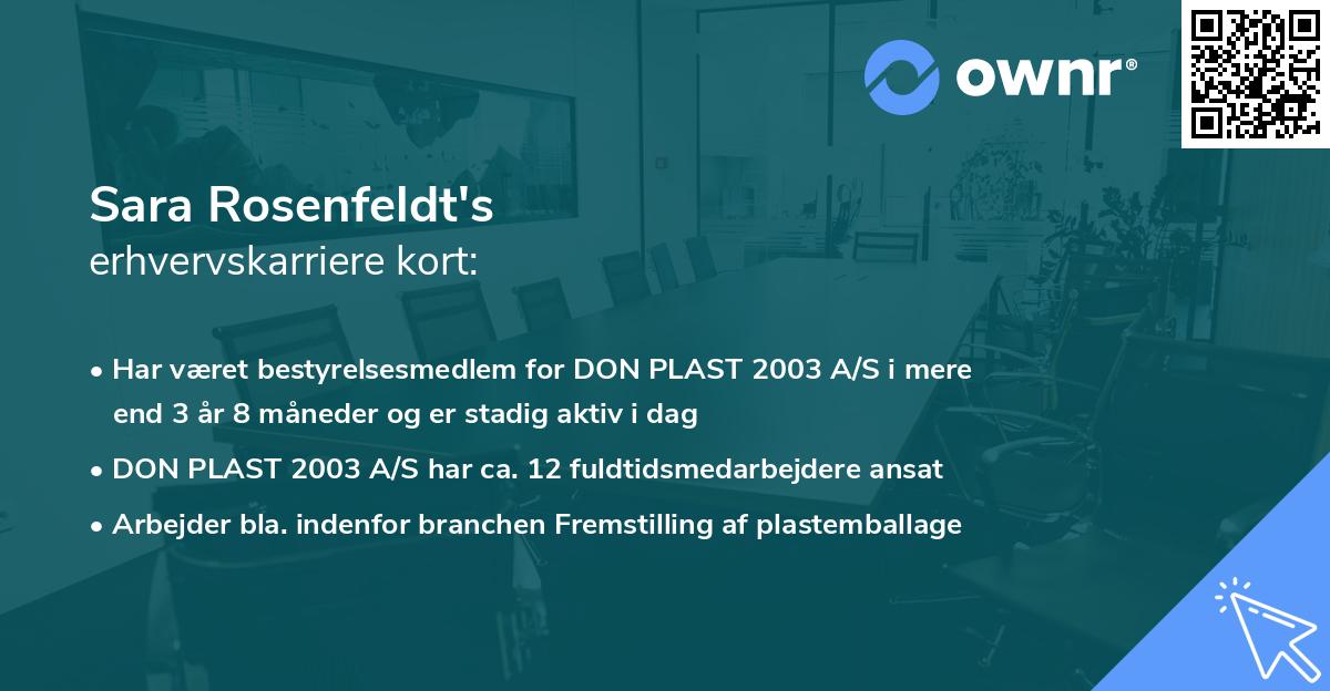 Sara Rosenfeldt's erhvervskarriere kort