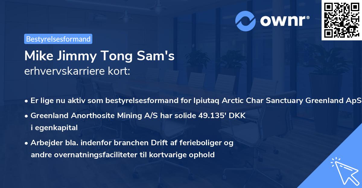 Mike Jimmy Tong Sam's erhvervskarriere kort
