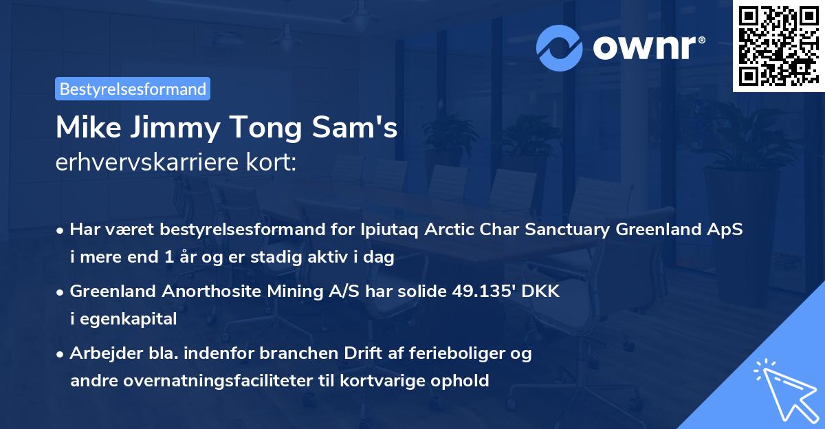 Mike Jimmy Tong Sam's erhvervskarriere kort