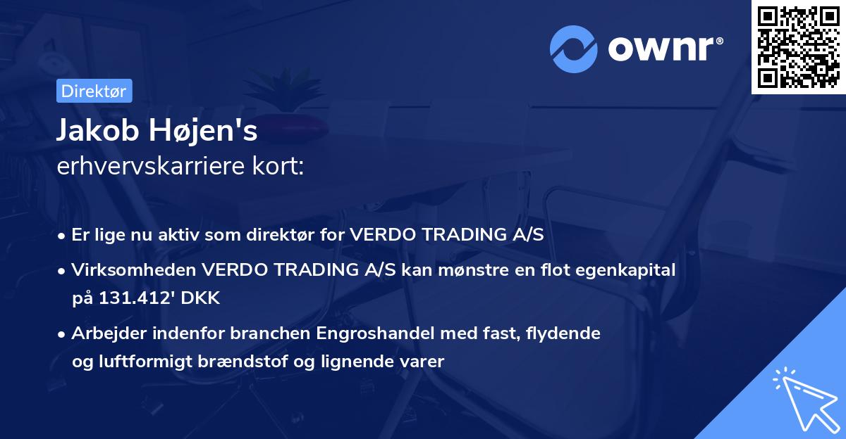 Jakob Højen's erhvervskarriere kort
