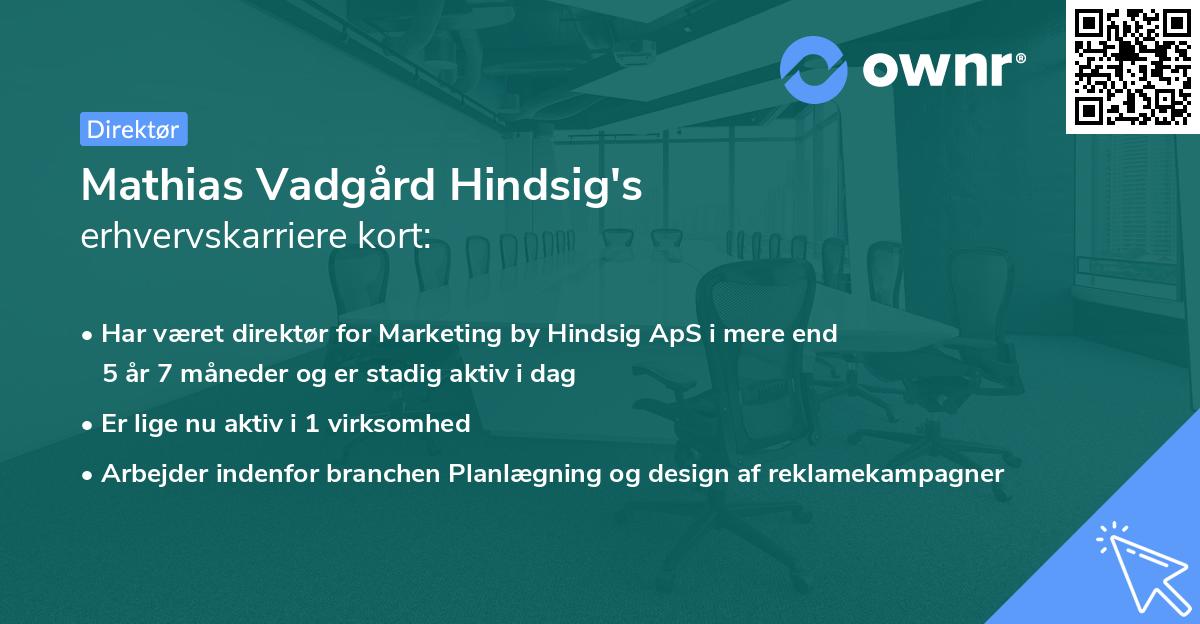 Mathias Vadgård Hindsig's erhvervskarriere kort
