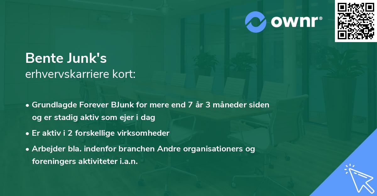Bente Junk's erhvervskarriere kort