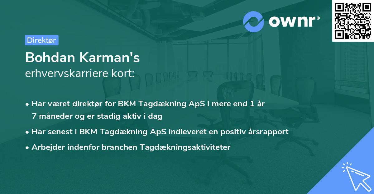 Bohdan Karman's erhvervskarriere kort
