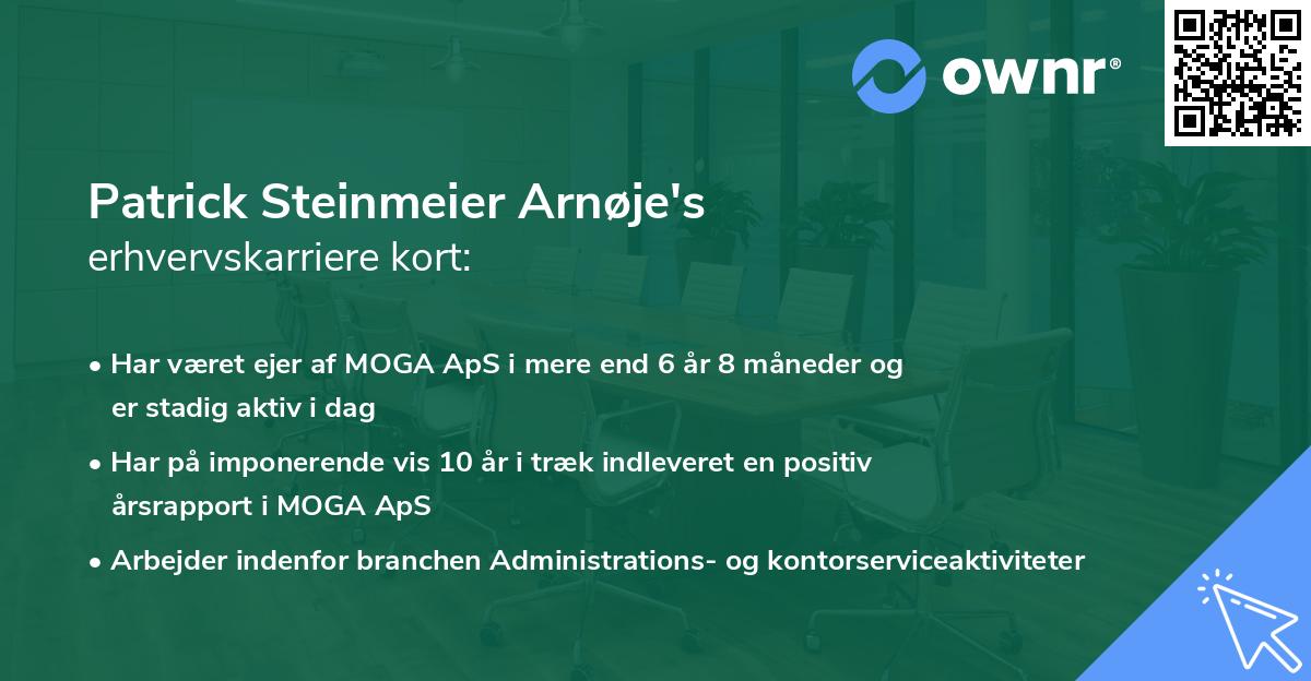Patrick Steinmeier Arnøje's erhvervskarriere kort