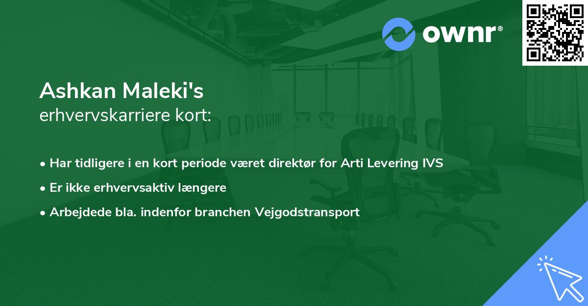 Ashkan Maleki's erhvervskarriere kort