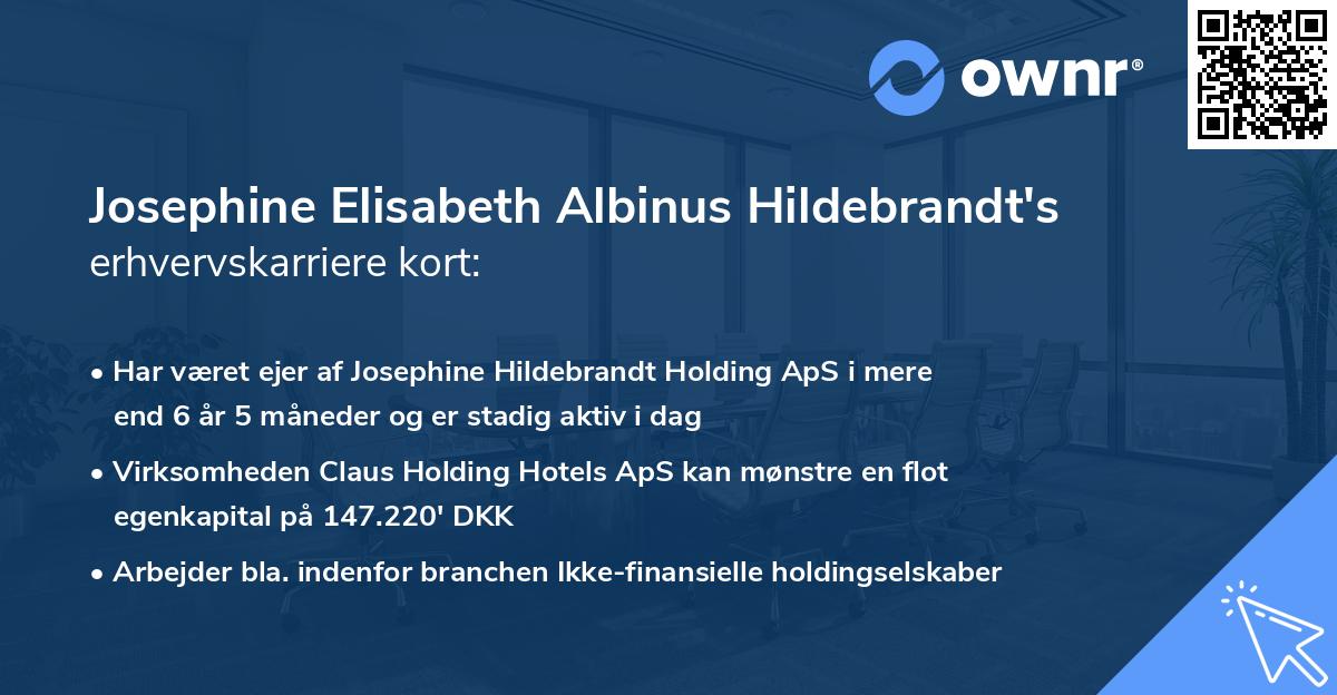 Josephine Elisabeth Albinus Hildebrandt's erhvervskarriere kort