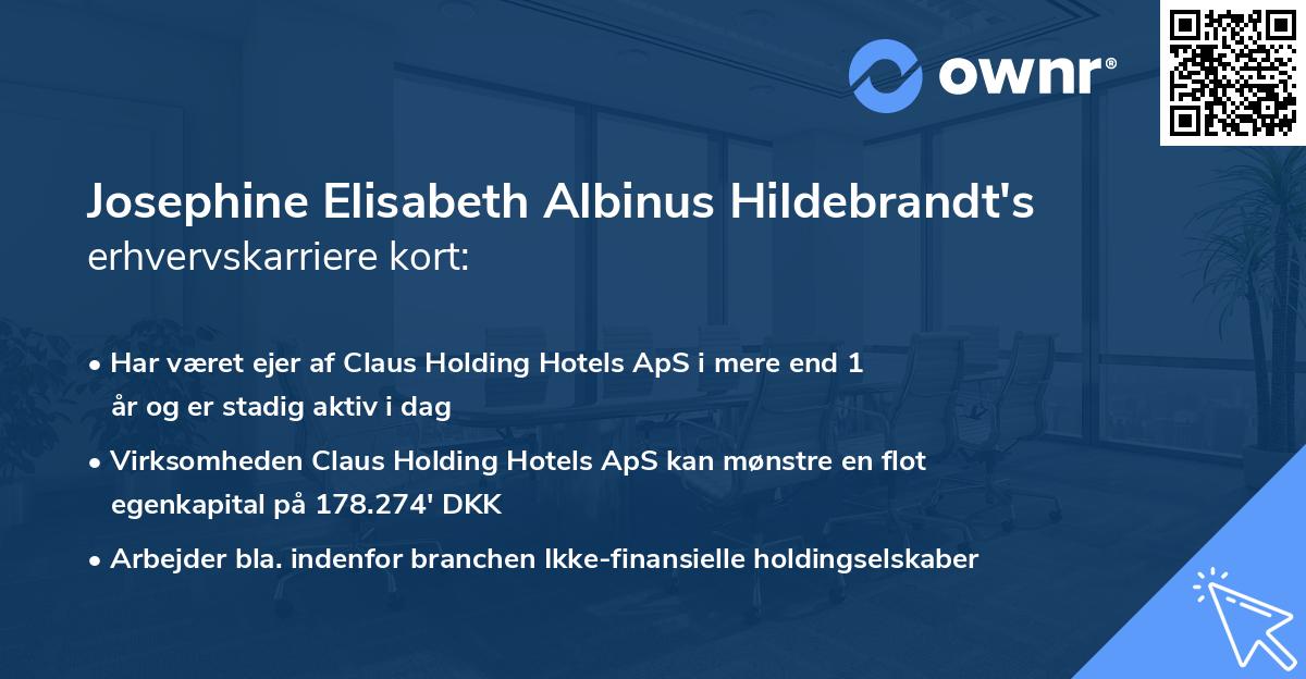 Josephine Elisabeth Albinus Hildebrandt's erhvervskarriere kort