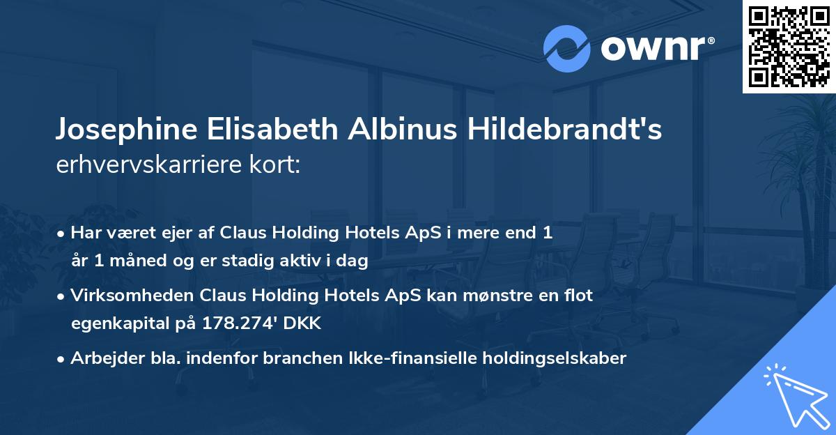 Josephine Elisabeth Albinus Hildebrandt's erhvervskarriere kort