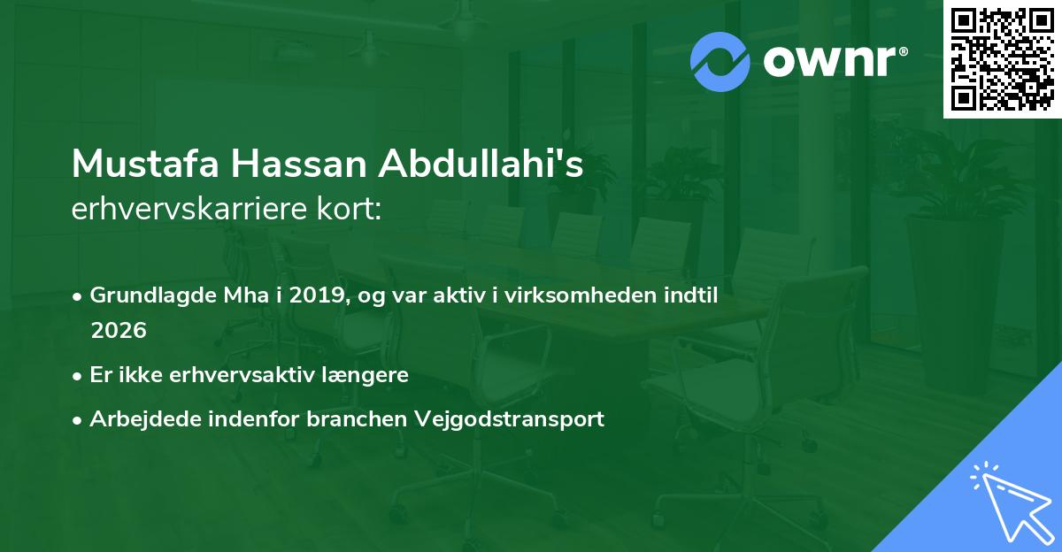 Mustafa Hassan Abdullahi's erhvervskarriere kort