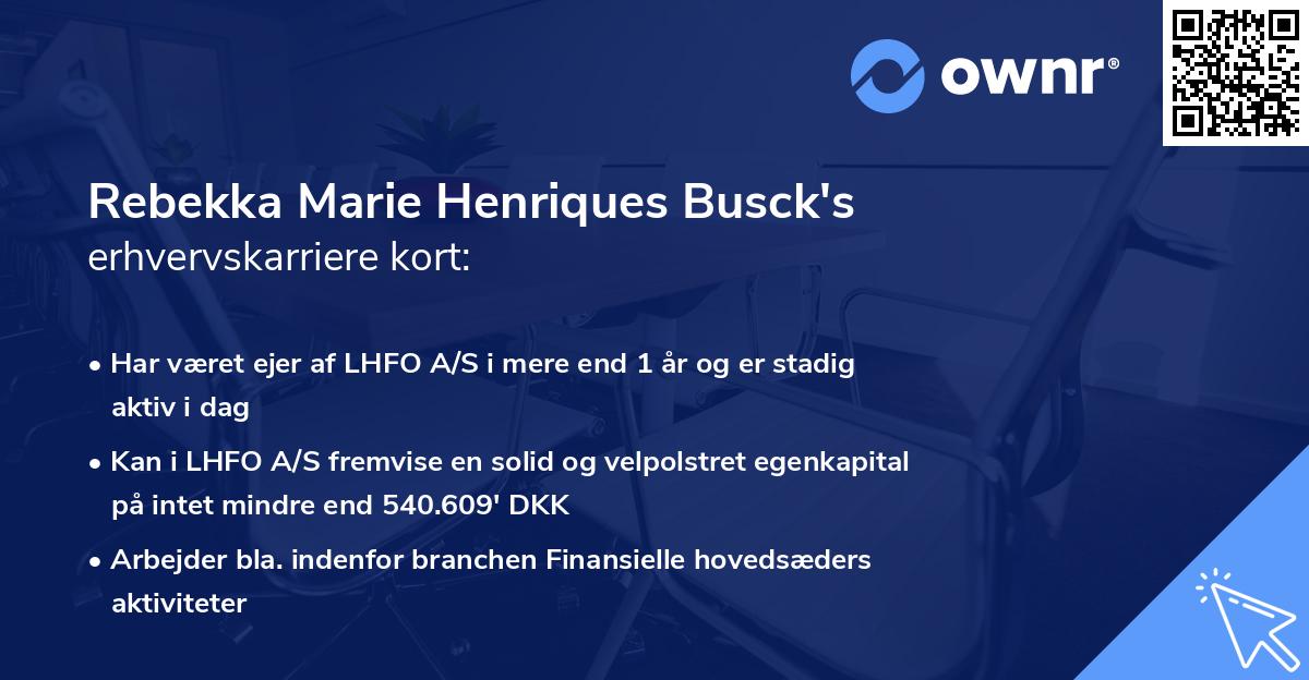 Rebekka Marie Henriques Busck's erhvervskarriere kort
