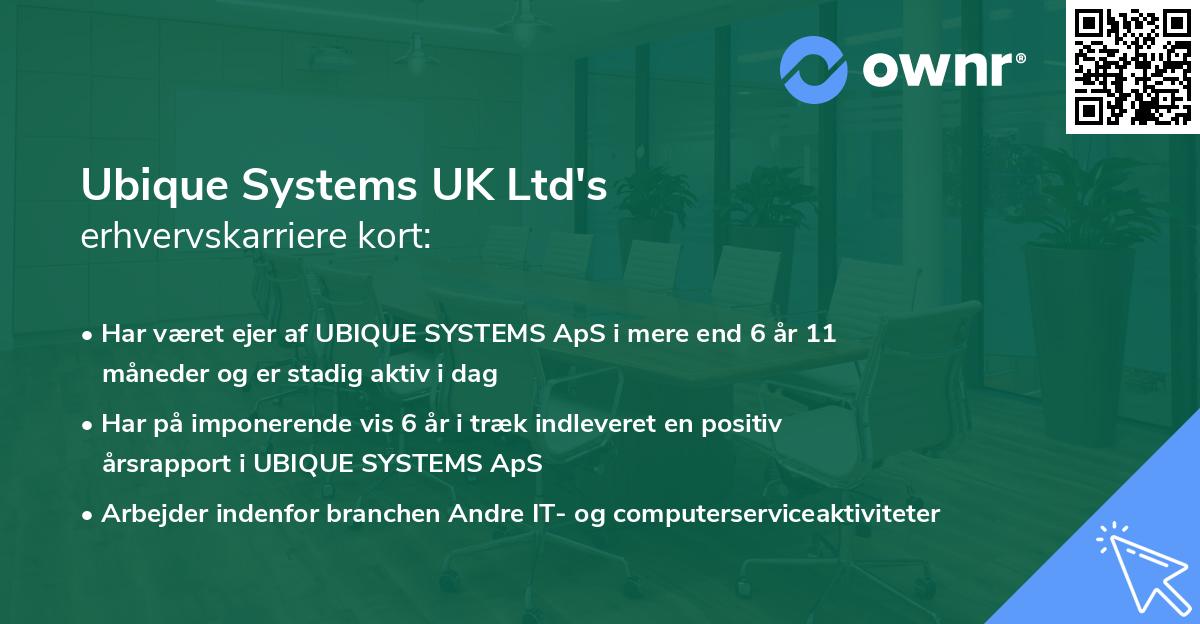 Ubique Systems UK Ltd's erhvervskarriere kort