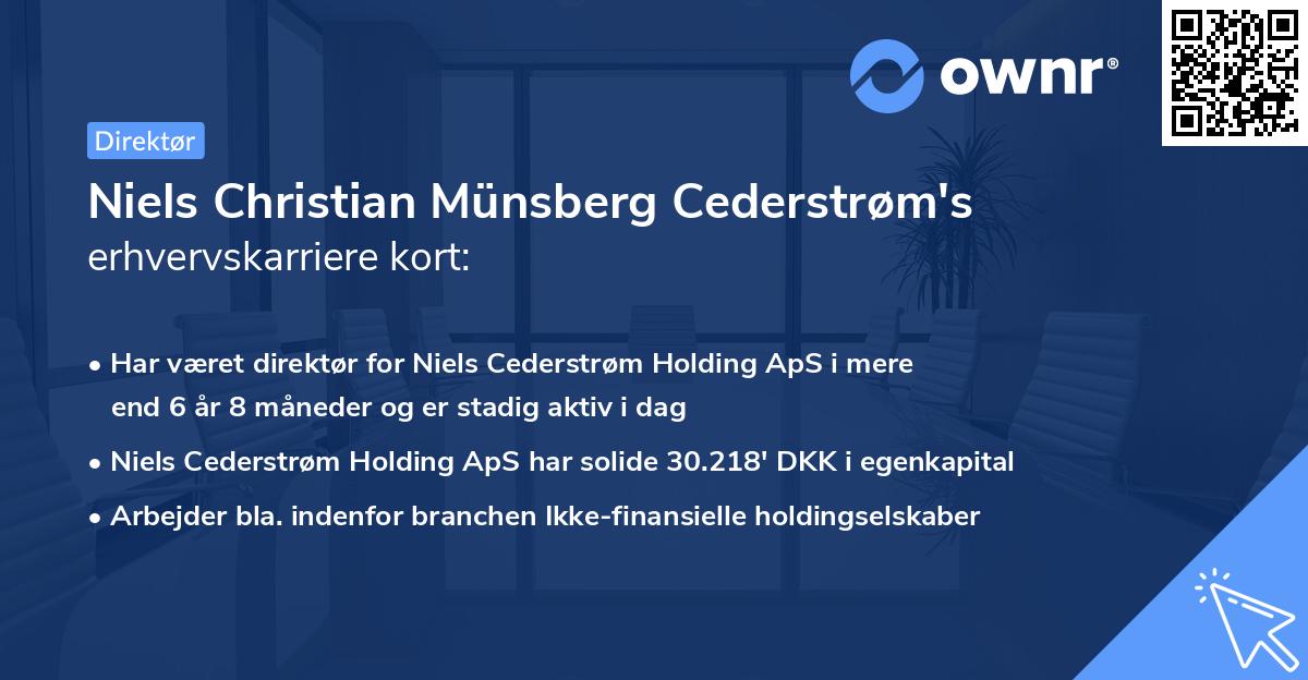 Niels Christian Münsberg Cederstrøm's erhvervskarriere kort