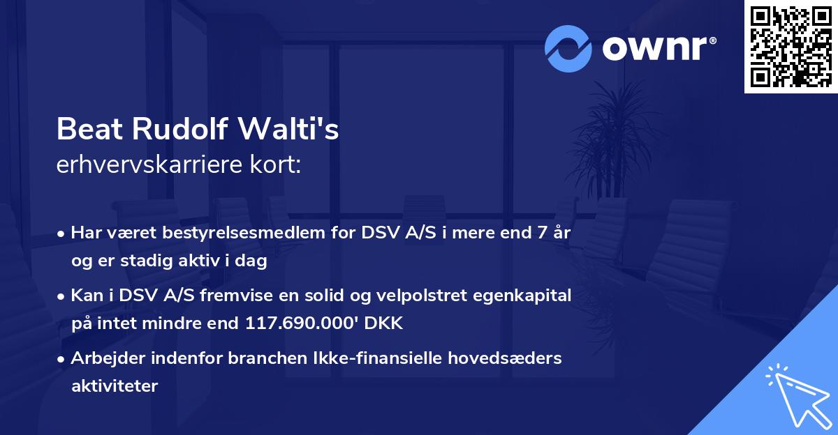 Beat Rudolf Walti's erhvervskarriere kort