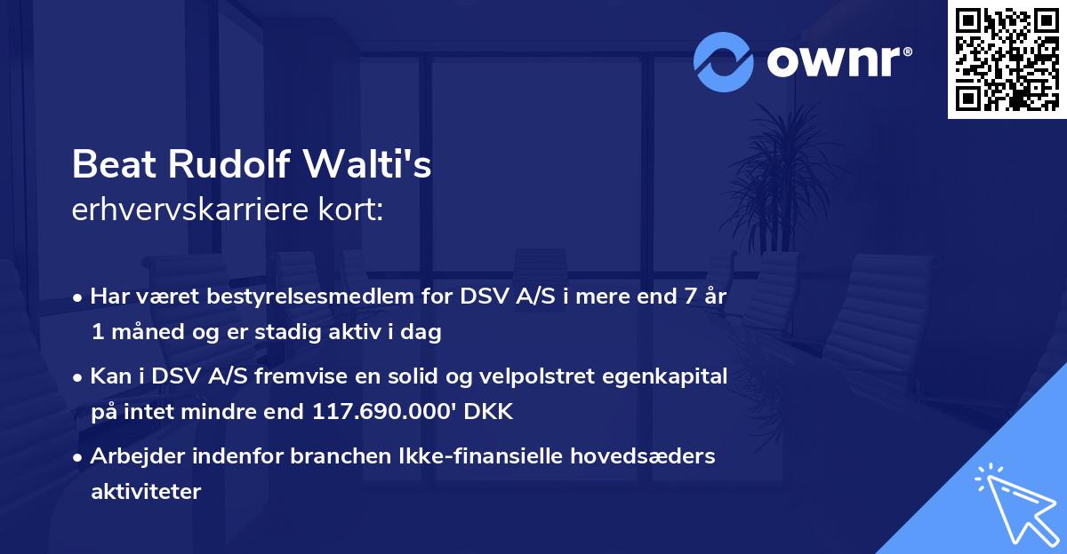 Beat Rudolf Walti's erhvervskarriere kort