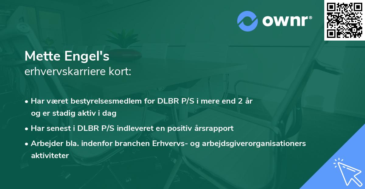 Mette Engel's erhvervskarriere kort