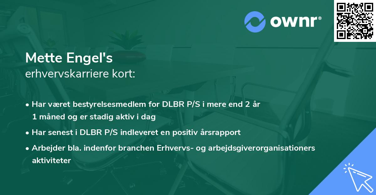 Mette Engel's erhvervskarriere kort