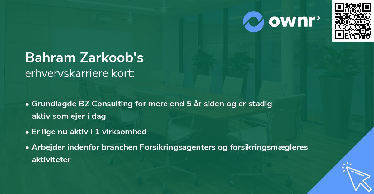 Bahram Zarkoob's erhvervskarriere kort