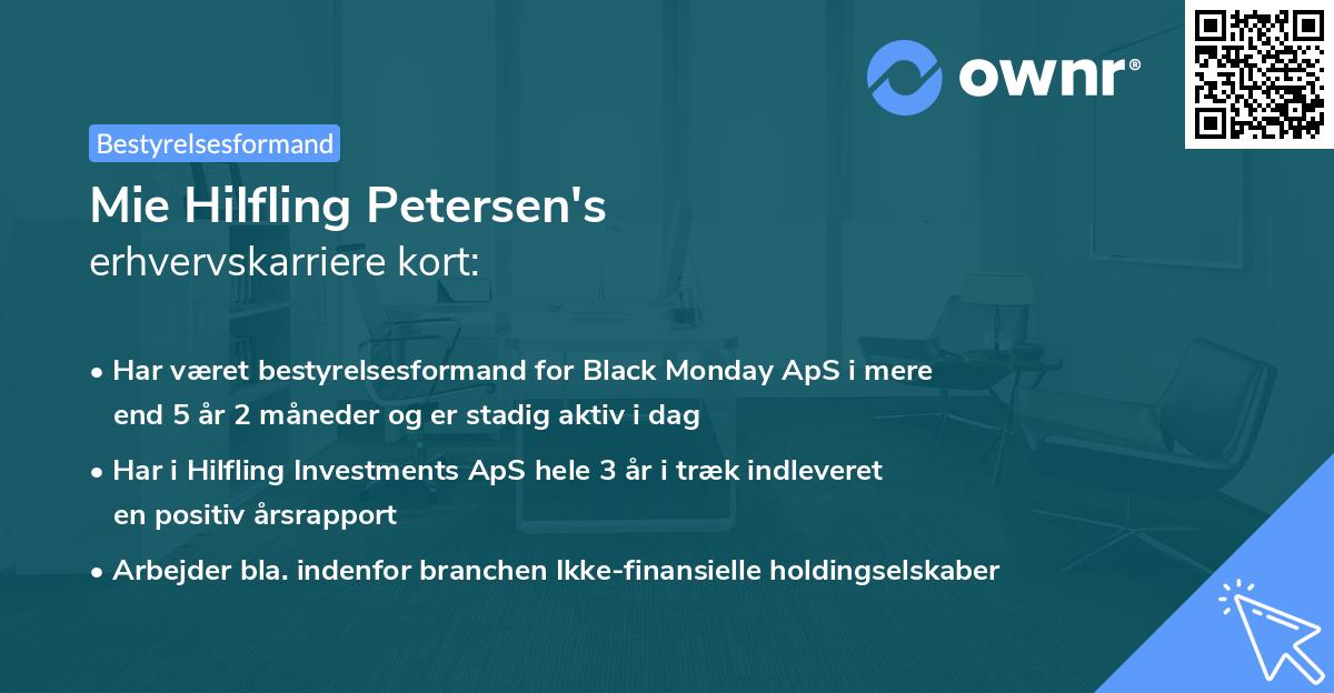 Mie Hilfling Petersen's erhvervskarriere kort