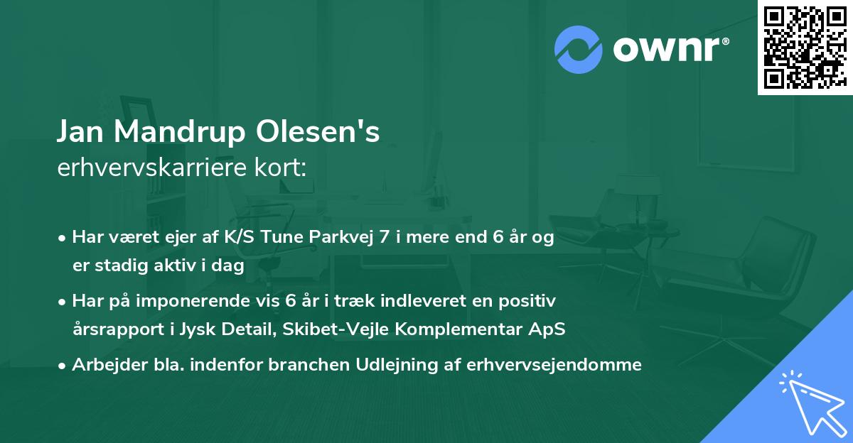 Jan Mandrup Olesen's erhvervskarriere kort