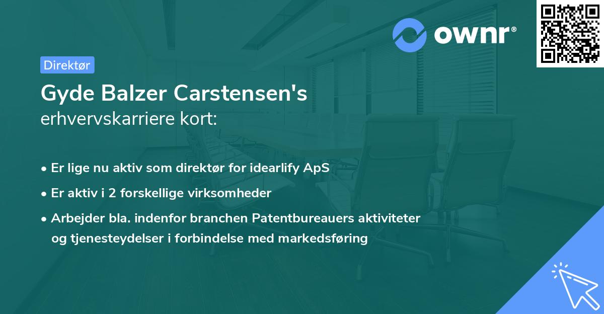 Gyde Balzer Carstensen's erhvervskarriere kort