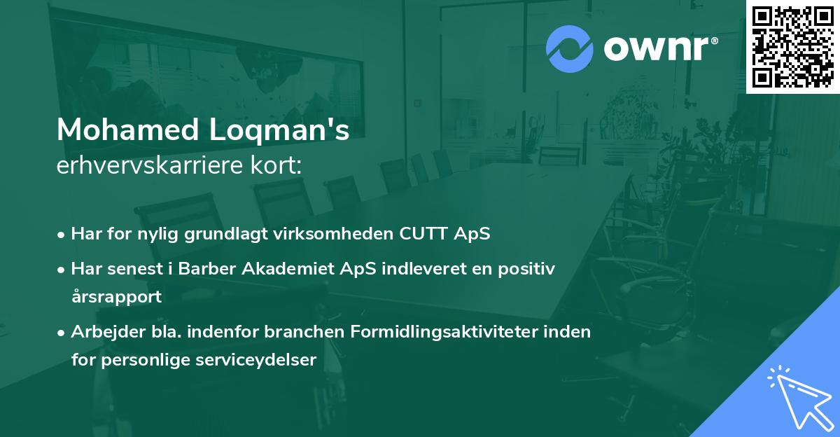 Mohamed Loqman's erhvervskarriere kort