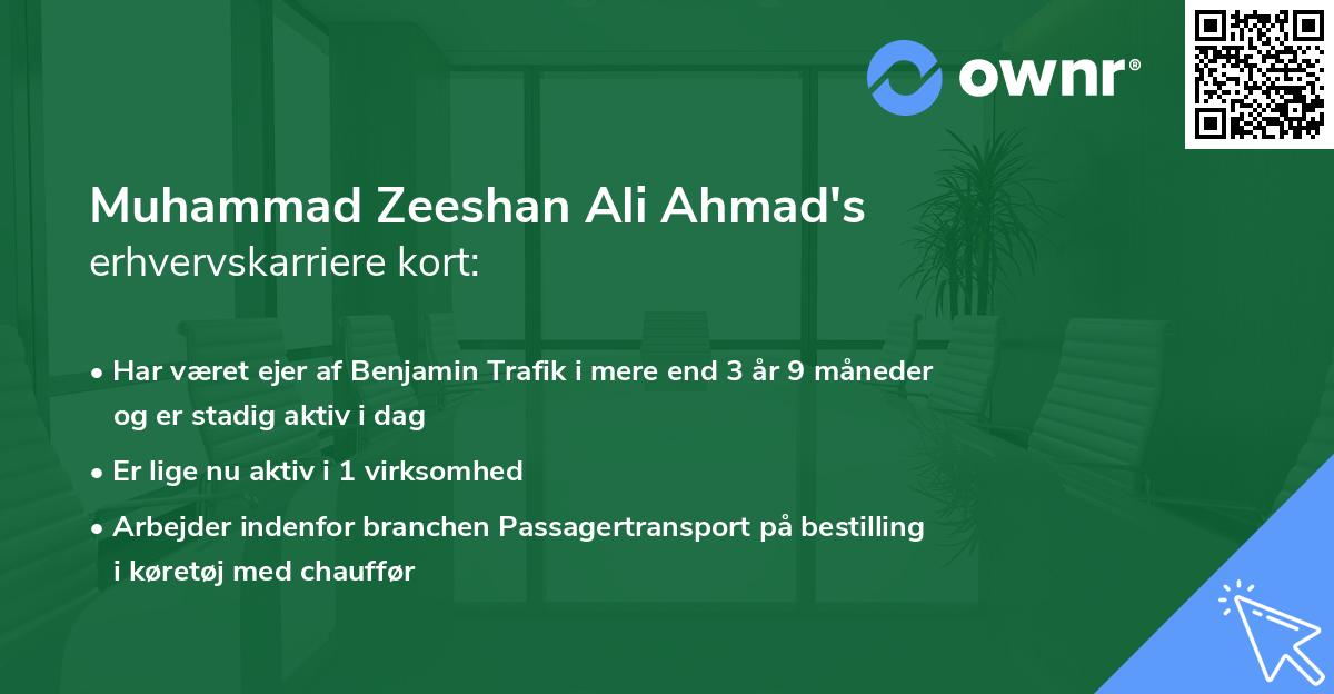 Muhammad Zeeshan Ali Ahmad's erhvervskarriere kort